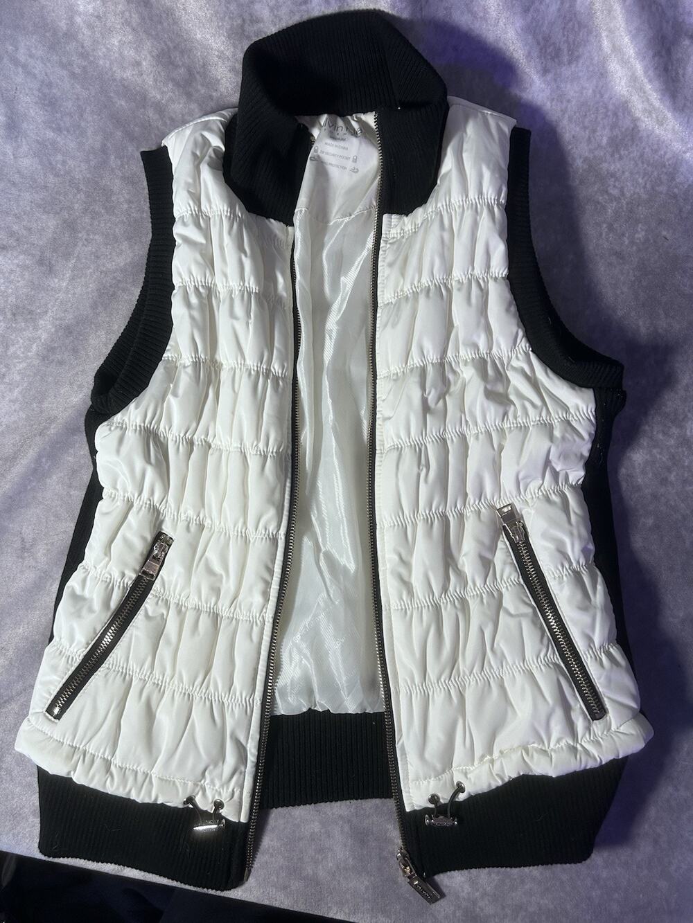 Calvin Klein Performance Puffer Vest Women’s Medium White Black Quilted Zip